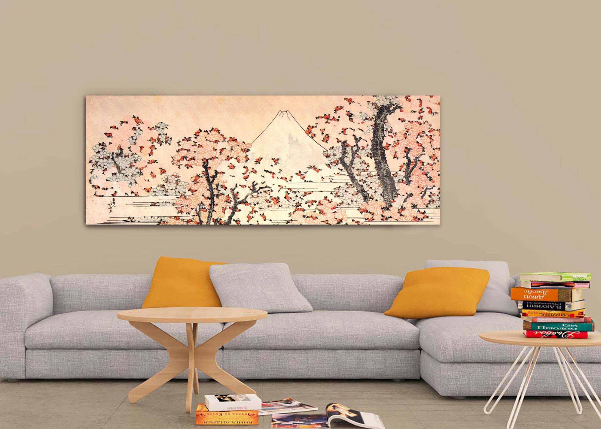 Zdjęcie - drzewa sakura i wulkan