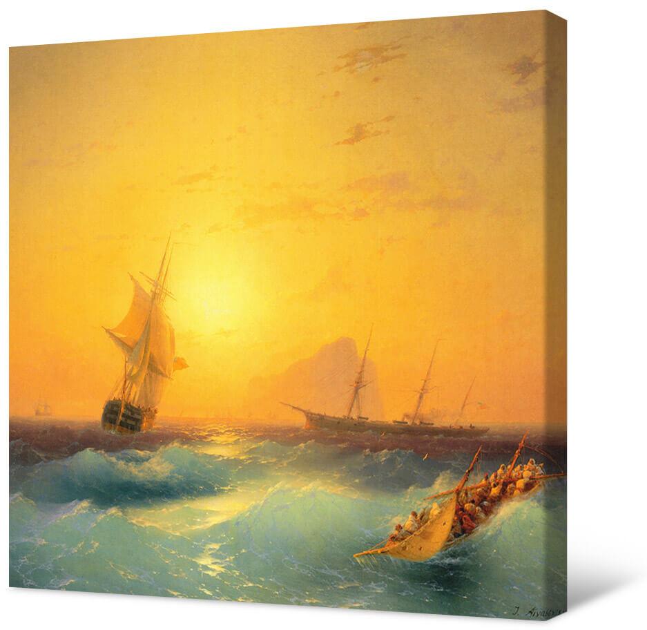 Ivan Aivazovsky - Amerykańskie statki na skale Gibraltaru